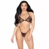 Leg Avenue – 86147 soutien-gorge et string en résille noirs – Lingerie sexy