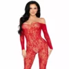 Leg Avenue – 89366 lingerie en dentelle bodystocking rouge – Lingerie sexy