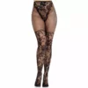 Leg Avenue – Bas en dentelle dahlia avec détail en filet noir – Lingerie sexy