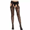 Leg Avenue – Bas en dentelle florale avec jarretelles united black – Lingerie sexy