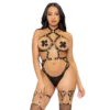 Leg Avenue – Kink - harnais anneau coeur teddy taille l - noir – Lingerie sexy