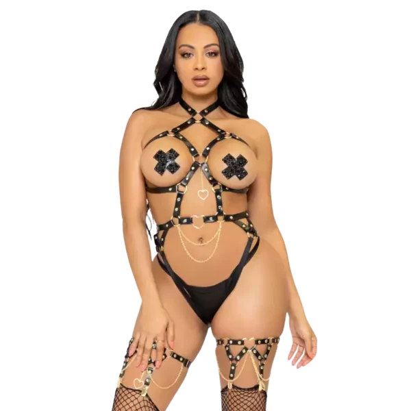 Leg Avenue – Kink - harnais anneau coeur teddy taille l - noir Leg Avenue – Kink - harnais anneau coeur teddy taille l - noir – Lingerie sexy