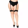 Leg Avenue – Plus lycra sheer 2 tons cuisses hautes avec couture arrière et talon cubain – Lingerie sexy