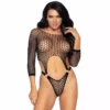 Leg Avenue – Top body avec thong dos taille unique - noir – Lingerie sexy