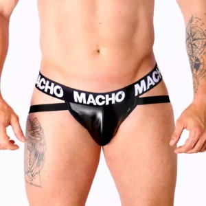 Macho Underwear – Mx25nc jock cuir noir – Lingerie homme