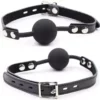 Ohmama – Bâillon balle en silicone avec ceinture en cuir (cadenas inclus) – BDSM & fétichisme