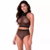 Passion – Bs116 bodystocking noir en maille à strass – Lingerie sexy