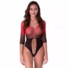Passion – Bs118 bodystocking en maille noire et rouge – Lingerie sexy