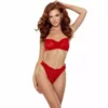 Passion – Catilla ensemble string + soutien-gorge rouge – Lingerie sexy