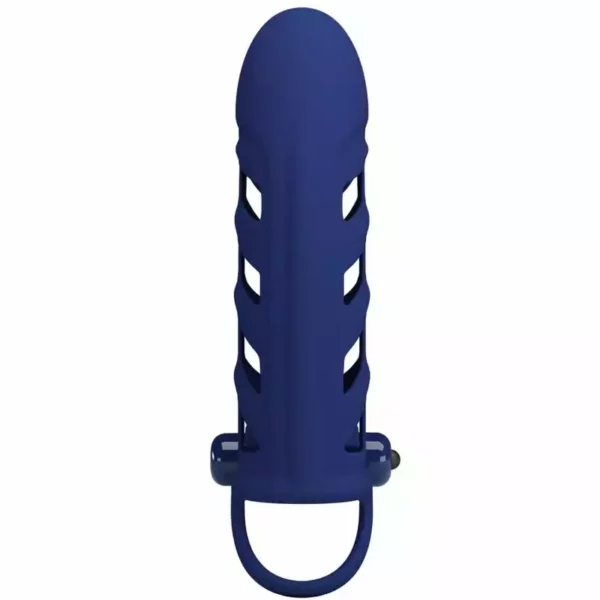 Pretty Love – Altaf anneau vibrateur avec gaine en silicone bleu – vue 5 – Sextoys