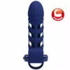Pretty Love – Altaf anneau vibrateur avec gaine en silicone bleu – vue 6 – Sextoys