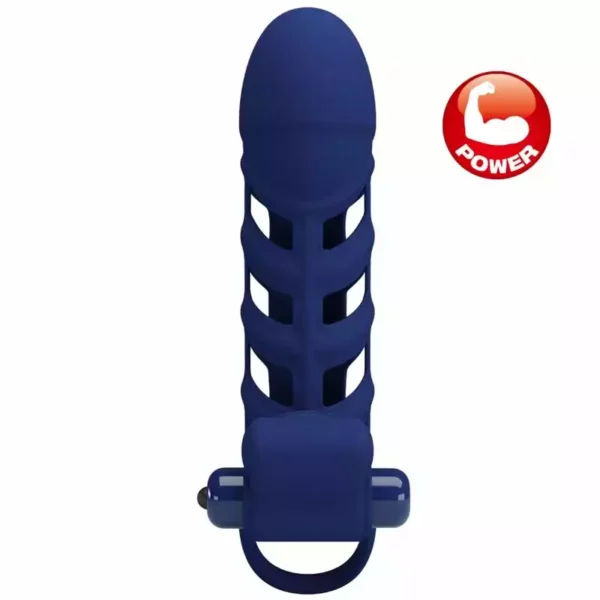 Pretty Love – Altaf anneau vibrateur avec gaine en silicone bleu – vue 6 – Sextoys