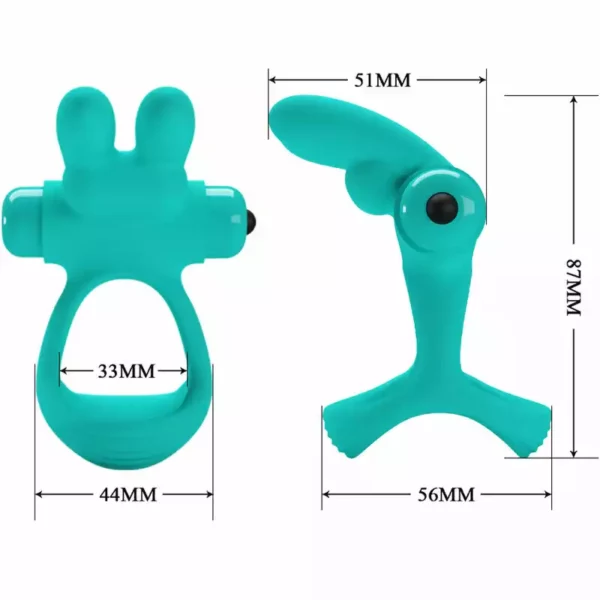 Pretty Love – Anneau vibrateur lapin vert dante – vue 4 – Sextoys