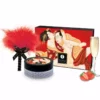 Shunga – Kit de poudre de massage comestible à la fraise – Bien-être intime