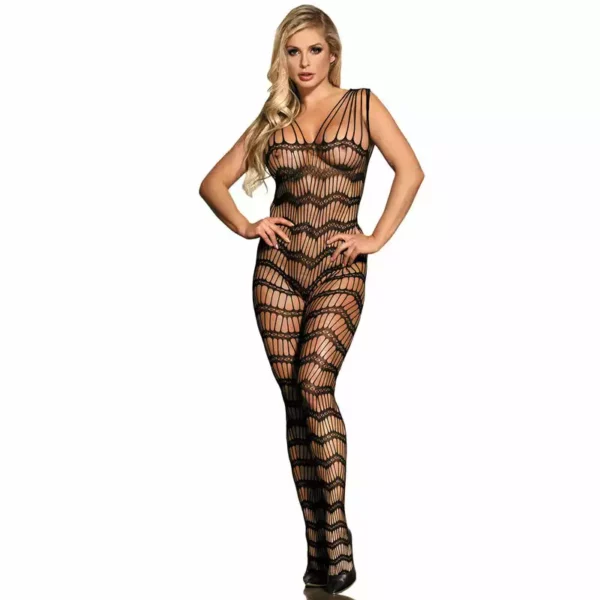 Subblime – 951696 bodystocking résille ouvert avec bretelles sur les épaules noir Subblime – 951696 bodystocking résille ouvert avec bretelles sur les épaules noir – Lingerie sexy