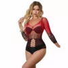 Subblime – 952259 robe résille élastique manches longues dégradé rouge et noir – Lingerie sexy