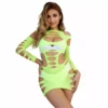 Subblime – 952280 robe résille élastique manches longues vert – Lingerie sexy