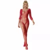 Subblime – 952419 bodystocking résille avec losanges manches longues rouge – Lingerie sexy
