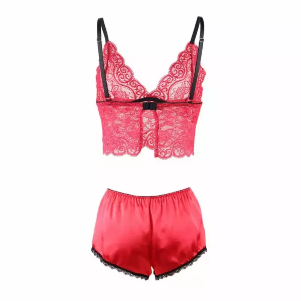 Subblime – 953898 chemisier de nuit en soie et dentelle + culotte rouge – vue 6 Subblime – 953898 chemisier de nuit en soie et dentelle + culotte rouge – vue 6 – Lingerie sexy