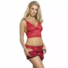 Subblime – 953904 chemisier de nuit en soie et dentelle + culotte rouge – Lingerie sexy