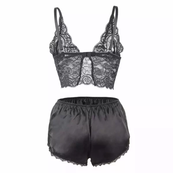 Subblime – 953911 chemisier de nuit en soie et dentelle + culotte noire – vue 6 Subblime – 953911 chemisier de nuit en soie et dentelle + culotte noire – vue 6 – Lingerie sexy