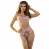 Subblime – 954109 soutien-gorge + culotte avec porte-jarretelles motif floral bleu – vue 3 – Lingerie sexy