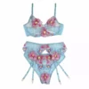 Subblime – 954109 soutien-gorge + culotte avec porte-jarretelles motif floral bleu – vue 5 – Lingerie sexy