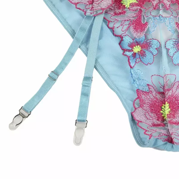 Subblime – 954109 soutien-gorge + culotte avec porte-jarretelles motif floral bleu – vue 6 – Lingerie sexy