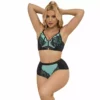 Subblime – 955557 ensemble soutien-gorge en cuir verni vert avec fermeture éclair – Lingerie sexy