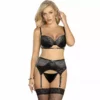 Subblime – Ensemble 3 pièces soutien-gorge + string + jarretière dentelle noir – Lingerie sexy