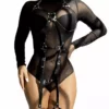 Subblime – Harnais complet avec boucles en cuir noir – Lingerie sexy