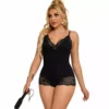 Subblime – Teddy détail dentelle florale noir – Lingerie sexy